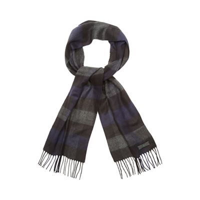 Blue jacquard check print scarf